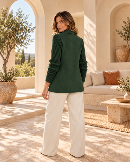 Blazer Cruzado con Mangas de Punto