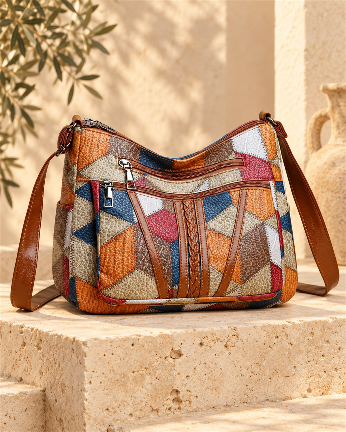 Bolso Bandolera Patchwork Multicolor — vista frontal | Viltura
