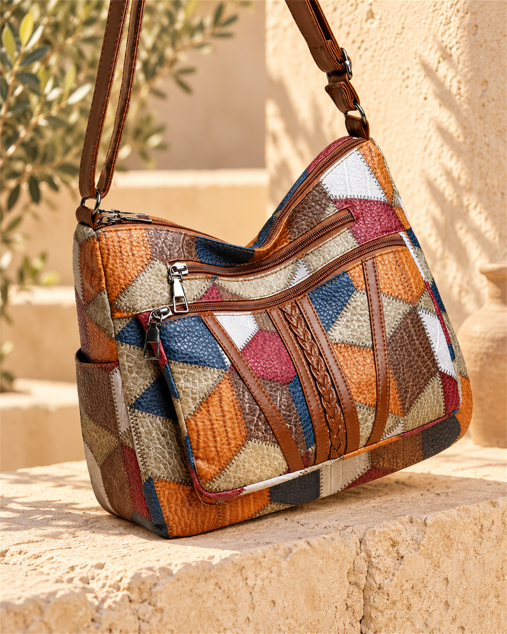 Bolso Bandolera Patchwork Multicolor — vista en ángulo | Viltura
