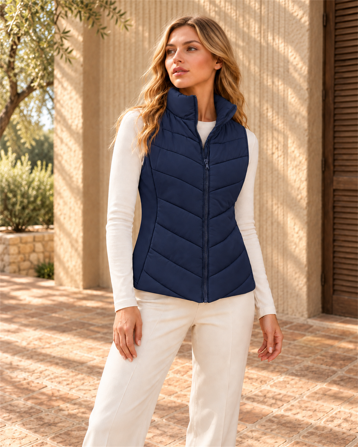 Chaleco Acolchado Cuello Alto — Azul marino | Viltura