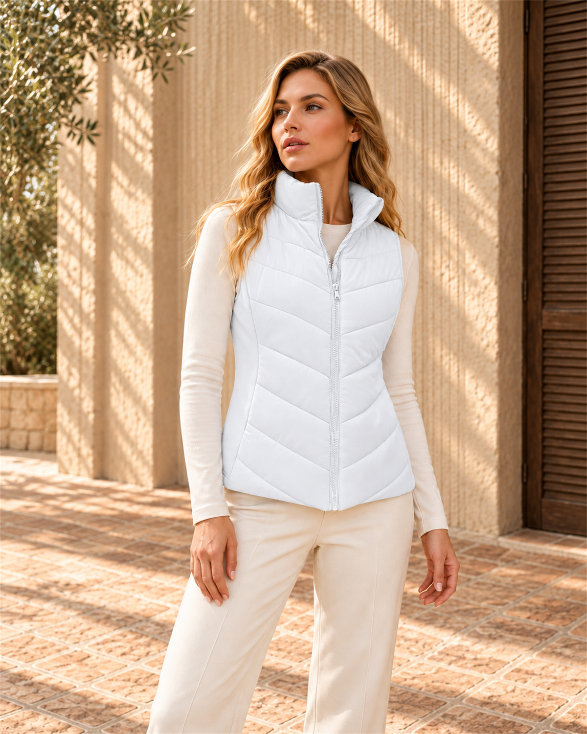 Chaleco Acolchado Cuello Alto — Blanco | Viltura