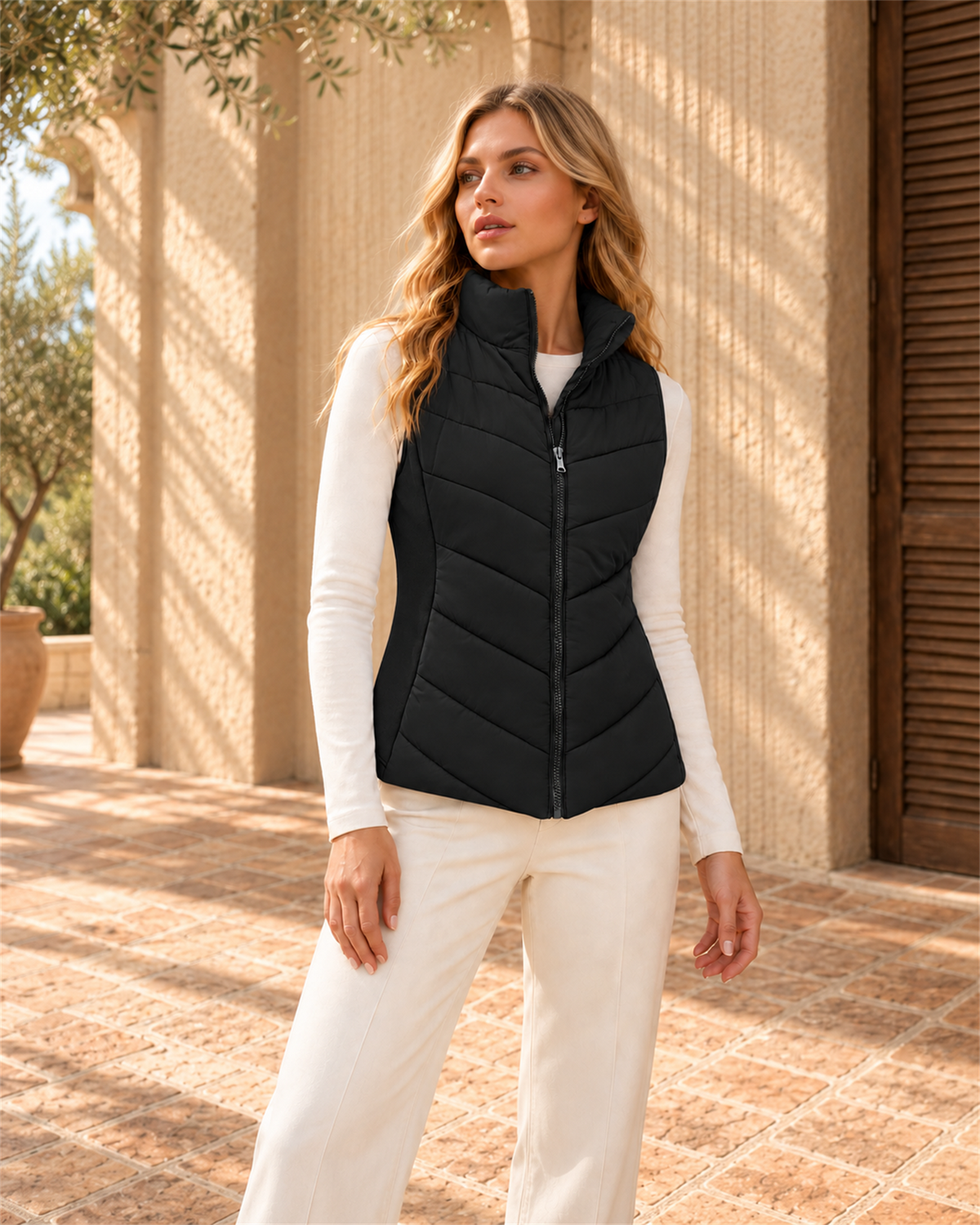 Chaleco Acolchado Cuello Alto — Negro | Viltura