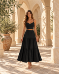 Conjunto top y falda línea A negro - vista frontal