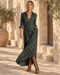 Vestido Camisero de Cuadros Largo — Verde oscuro | Viltura