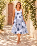 Vestido Corto Estampado Sin Mangas — Blanco | Viltura