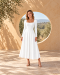 Vestido Línea A Escote Barco — Blanco | Viltura